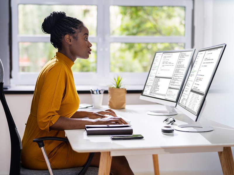 woman working at desk